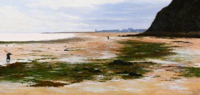 Olivier CHERON 1854-1935 Arromanches, paysage, effet du matin, tableau, Salon 1887, Normandie
