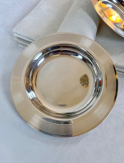 2 sottobicchieri per bottiglie in metallo placcato argento - Christofle - Art Deco