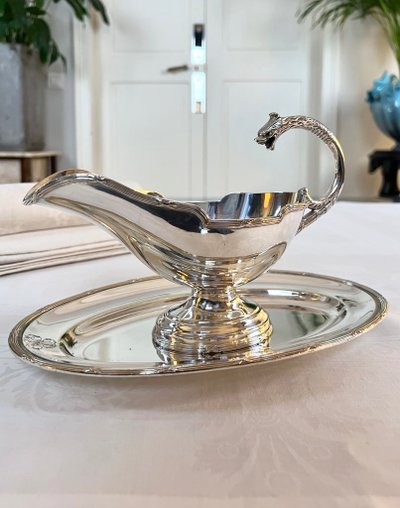 Saucière à Plateau Style Louis XVI En Métal Argenté - Roux Marquiand - Fin 19e Siècle