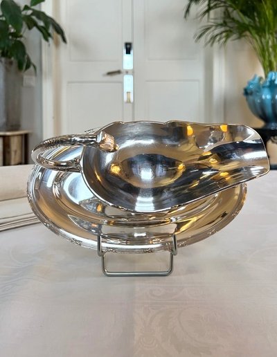 Saucière à Plateau Style Louis XVI En Métal Argenté - Roux Marquiand - Fin 19e Siècle