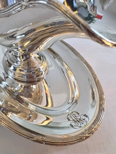 Saucière à Plateau Style Louis XVI En Métal Argenté - Roux Marquiand - Fin 19e Siècle