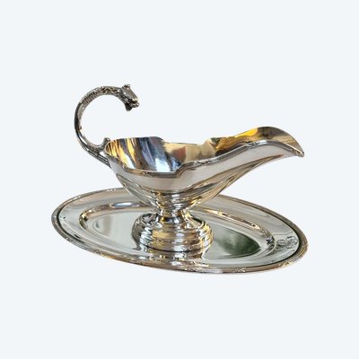 Saucière à Plateau Style Louis XVI En Métal Argenté - Roux Marquiand - Fin 19e Siècle