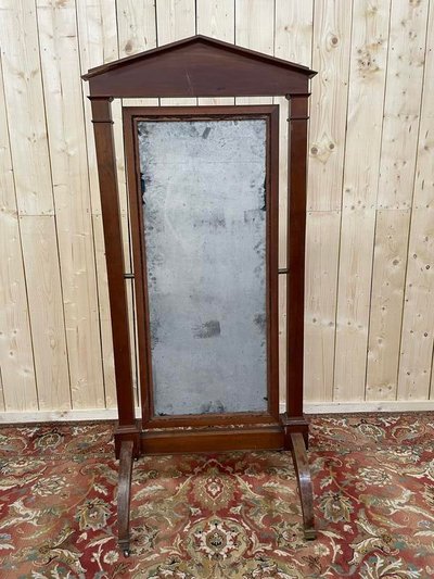Mahogany Empire style psyche mirror