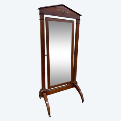 Mahogany Empire style psyche mirror