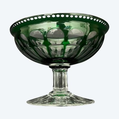 Coupe En Cristal Vert Taillé – Style Art Déco
