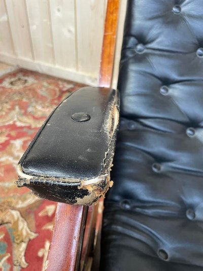 Kastefield -Bootsstuhl in Mahagoni und Leder