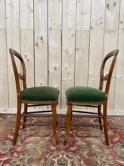 Paire de chaises époque Louis Phillipe en velours vert 