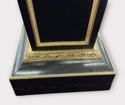 Pedestal - Sheath - Napoleon III Period Column in Blackened Wood and Gilded Bronze, Late 19th Century