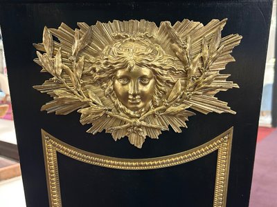 Pedestal - Sheath - Napoleon III Period Column in Blackened Wood and Gilded Bronze, Late 19th Century