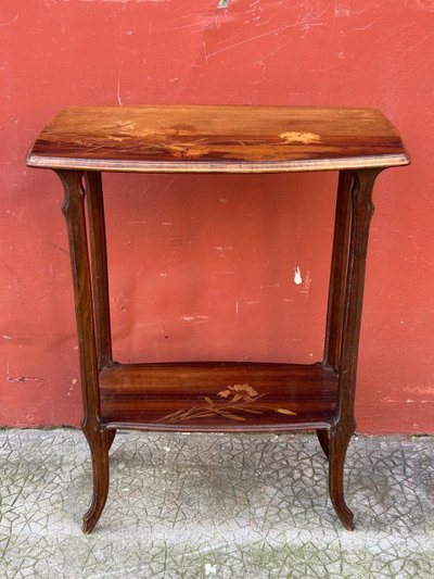 émile Galle ( 1846-1904) Petite Table D’appoint En Marqueterie Art Nouveau école De Nancy 1900