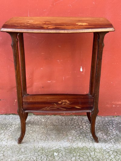 émile Galle ( 1846-1904) Petite Table D’appoint En Marqueterie Art Nouveau école De Nancy 1900