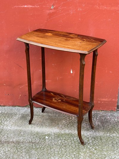 émile Galle ( 1846-1904) Petite Table D’appoint En Marqueterie Art Nouveau école De Nancy 1900