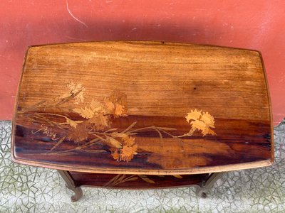 émile Galle ( 1846-1904) Petite Table D’appoint En Marqueterie Art Nouveau école De Nancy 1900