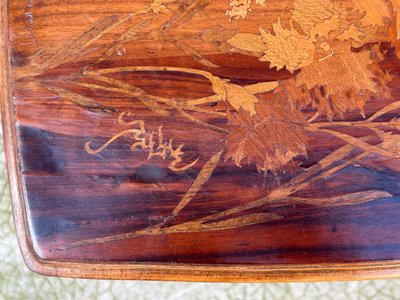 émile Galle ( 1846-1904) Petite Table D’appoint En Marqueterie Art Nouveau école De Nancy 1900