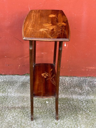 émile Galle ( 1846-1904) Petite Table D’appoint En Marqueterie Art Nouveau école De Nancy 1900