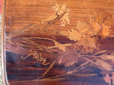 émile Galle ( 1846-1904) Petite Table D’appoint En Marqueterie Art Nouveau école De Nancy 1900