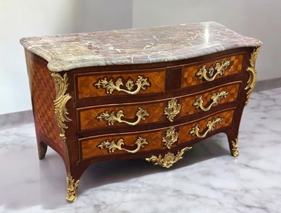 Importante Commode Tombeau En Marqueterie Estampillée De Hansen Hubert époque Louis XV XVIIIème