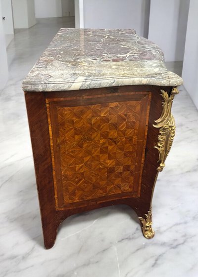 Importante Commode Tombeau En Marqueterie Estampillée De Hansen Hubert époque Louis XV XVIIIème