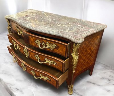 Importante Commode Tombeau En Marqueterie Estampillée De Hansen Hubert époque Louis XV XVIIIème