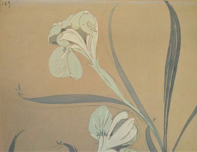 Gouache Schwertlilien Jugendstil Blumen Botanische Wanddekoration