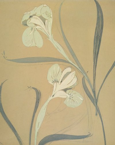Gouache Schwertlilien Jugendstil Blumen Botanische Wanddekoration