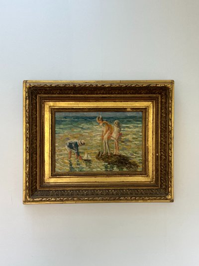Scene di spiaggia, olio su tavola, Charles Roussel