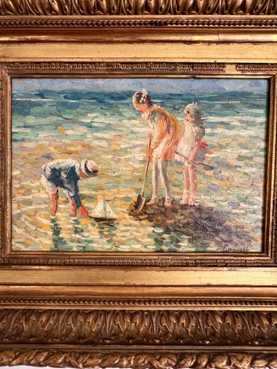 Scene di spiaggia, olio su tavola, Charles Roussel