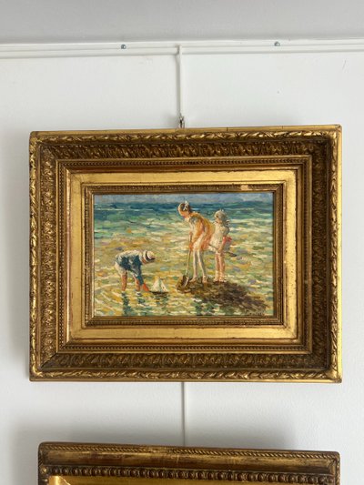 Scene di spiaggia, olio su tavola, Charles Roussel