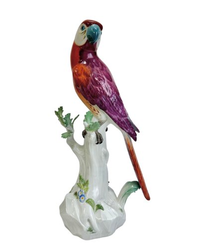 Meissen - Porcelain Figure of a Parrot on a Tree Trunk