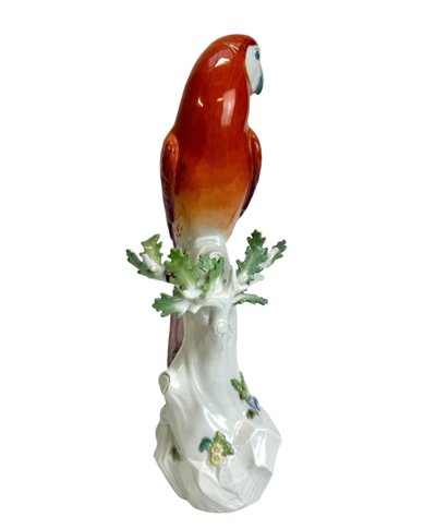 Meissen - Porcelain Figure of a Parrot on a Tree Trunk