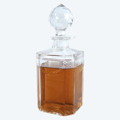 Decanter per whisky in cristallo tagliato Baccarat, motivo alloro, circa 1900