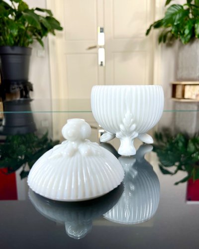 Barattolo per caramelle Drageoir Scatola opalina bianca - Decorazione