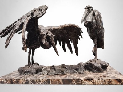 Guido Righetti Bronzo Due marabutti africani (1914)
