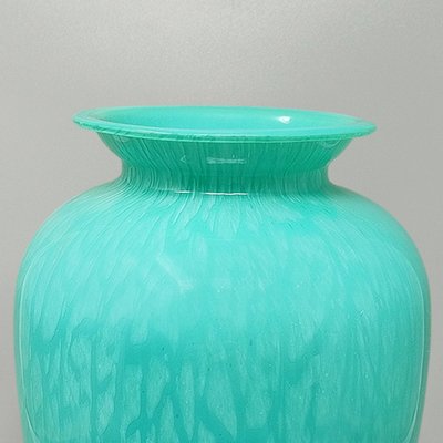 1970s Exquisited Handcrafted Green Vase by V.A.M. in Murano Glass. Made in Italy