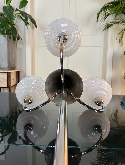Lampadario Clichy a globi in metallo cromato - Luminaire Vintage