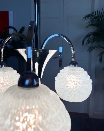 Lampadario Clichy a globi in metallo cromato - Luminaire Vintage