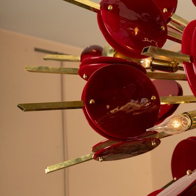 Lustre en laiton et verre Murano, fin XXe siècle 