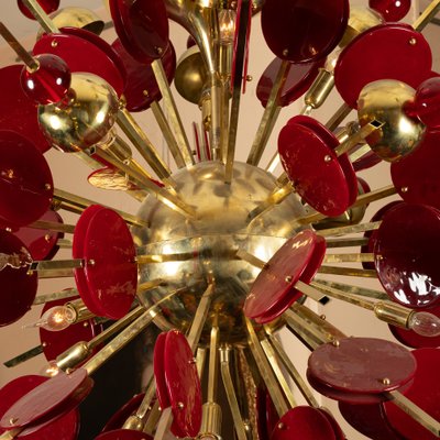 Lustre en laiton et verre Murano, fin XXe siècle 