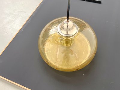 Blown glass paste pendant light, 1970s
