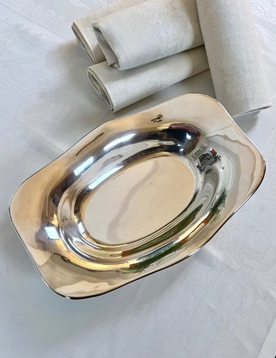 Bread Basket In Silver Plated Metal - Pièce De Forme Christofle Marked - 20th Century