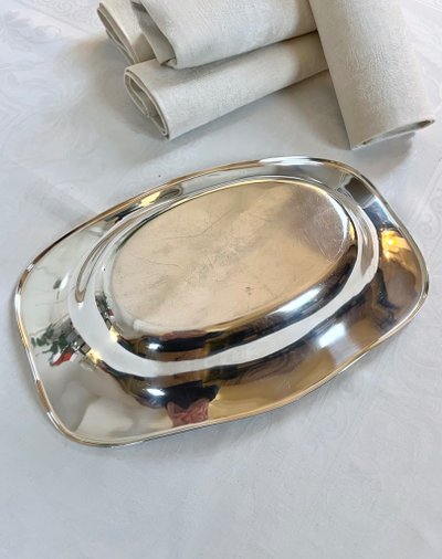 Bread Basket In Silver Plated Metal - Pièce De Forme Christofle Marked - 20th Century