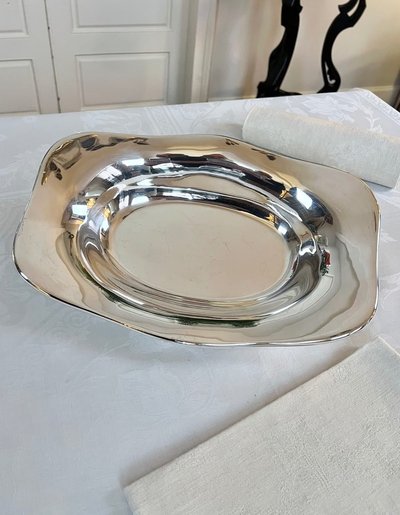 Bread Basket In Silver Plated Metal - Pièce De Forme Christofle Marked - 20th Century