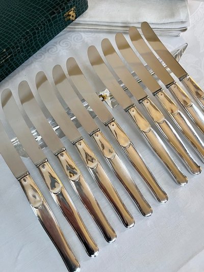 Couteaux De Table En Métal Argenté - Blades Inox - Vintage
