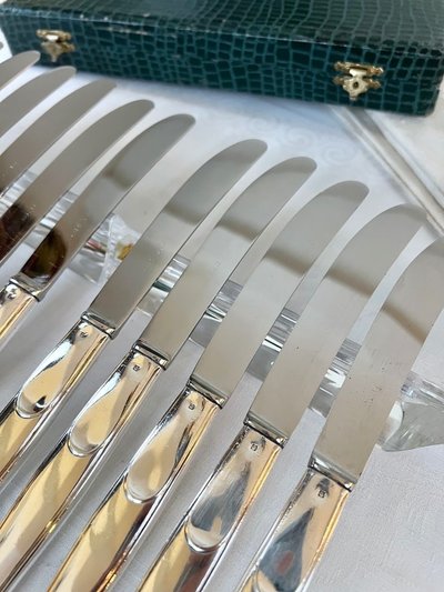 Couteaux De Table En Métal Argenté - Blades Inox - Vintage