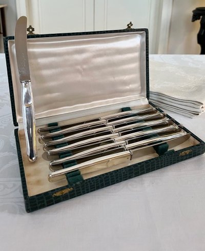 Couteaux De Table En Métal Argenté - Blades Inox - Vintage