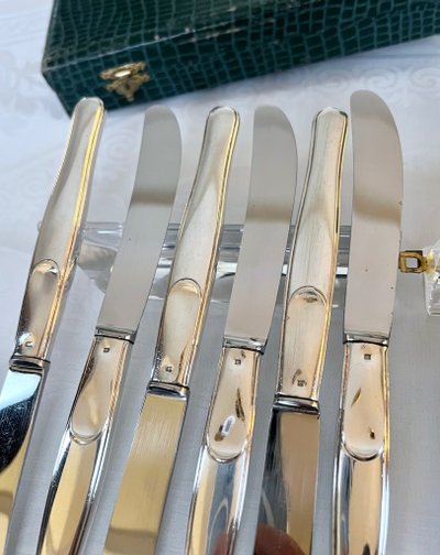 Couteaux De Table En Métal Argenté - Blades Inox - Vintage