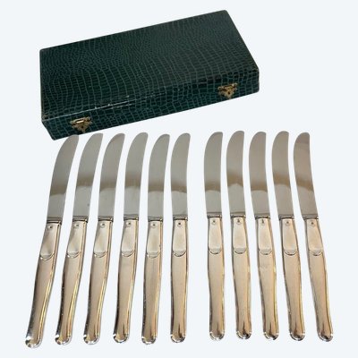 Couteaux De Table En Métal Argenté - Blades Inox - Vintage