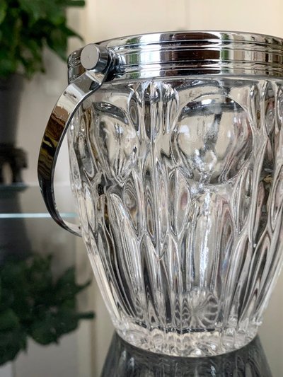 Glass And Metal Ice Bucket - Vintage