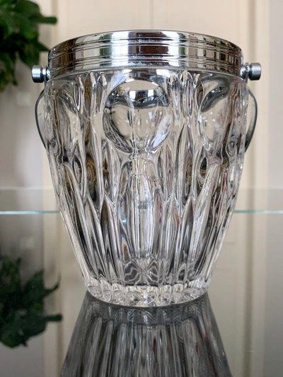 Glass And Metal Ice Bucket - Vintage