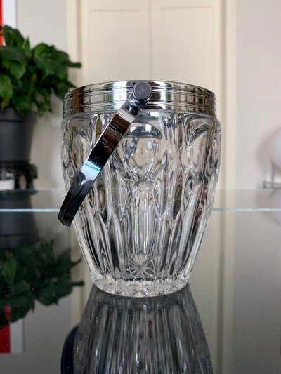 Glass And Metal Ice Bucket - Vintage